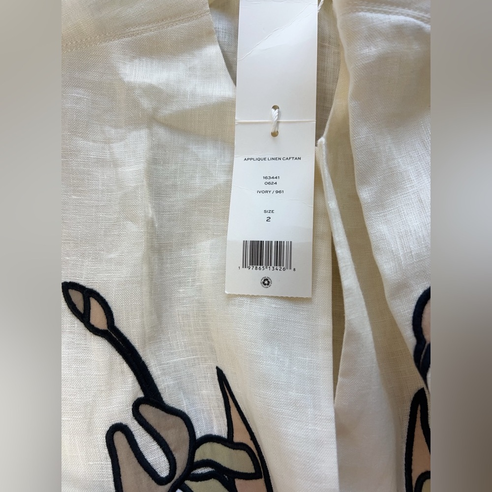 NWT $998 Tory Burch Belted Applique Cotton-trimmed Linen Kaftan - Picture 8 of 8